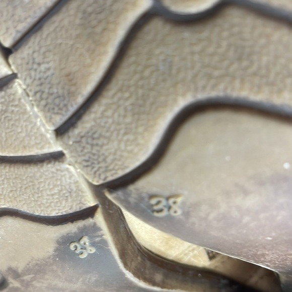 Vintage Y2K Transit Tan Suede Chunky Over Ankle Boots Square Toe Block Heel 38 - Picture 9 of 11